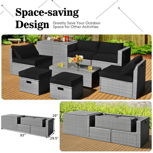 The full set comes in 4 separate packages  which might not arrive on the same day<br>8-piece seat for more creative combinations<br>Fetch different belongings with ease because of the practical coffee table<br>Sturdier and safer to use with high quality t