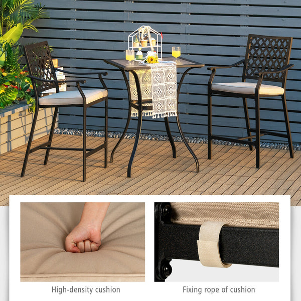 43" height fits well to most bar tables<br>Suitable for poolside  backyard  garden  and so on<br>Comfortable to sit with cozy backrest  armrests  and footrest<br>The soft cushion provides softness and coziness for you<br>Fix straps effectively avoid cushi