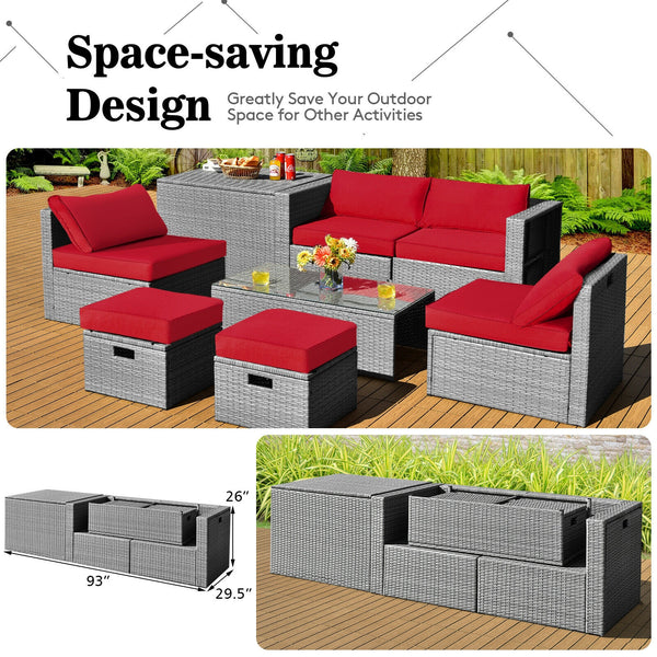 The full set comes in 4 separate packages  which might not arrive on the same day<br>8-piece seat for more creative combinations<br>Fetch different belongings with ease because of the practical coffee table<br>Sturdier and safer to use with high quality t