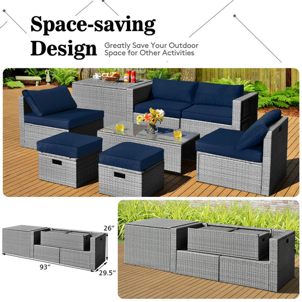 The full set comes in 4 separate packages  which might not arrive on the same day<br>8-piece seat for more creative combinations<br>Fetch different belongings with ease because of the practical coffee table<br>Sturdier and safer to use with high quality t