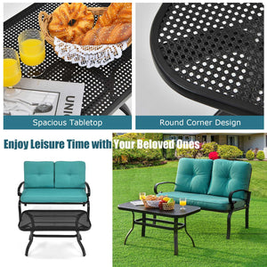 This premium outdoor patio conversation bench set will be a good choice for you. Â  This 2-Piece patio loveseat set includes 1 loveseat  1 coffee table  1 seat cushion and 2 back cushions  which is a great choice for your indoor and outdoor environment. Y