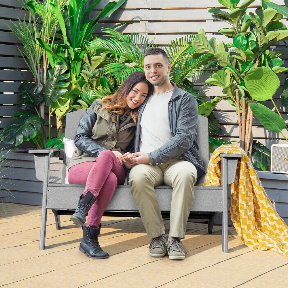 Ample seating space allows 2 people to sit together<br>Come with strong loading capacity up to 660 lbs<br>Ensure strong stability with sturdy triangular structure<br>Weather-resistant HDPE material and 304 stainless steel screws for outdoor durability<br>