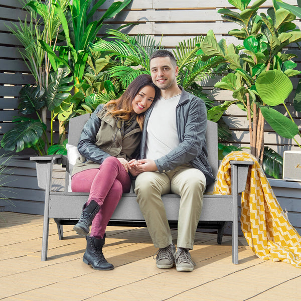 Ample seating space allows 2 people to sit together<br>Come with strong loading capacity up to 660 lbs<br>Ensure strong stability with sturdy triangular structure<br>Weather-resistant HDPE material and 304 stainless steel screws for outdoor durability<br>