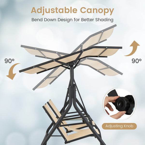 Made of high quality fabric that is breathable  fast drying and wear resistant  the outdoor patio swing chair is durable and comfortable to sit on. Â  Additionally  the heavy-duty spring hook as well as the strong steel frame ensure the stability and hold