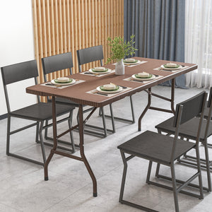 Portable and foldable design allows for easy storage and transportation<br>Convenient built-in handle ensures effortless mobility wherever you go<br>Crafted with a selected HDPE tabletop known for its durability<br>The mimic rattan grain surface is wear-r