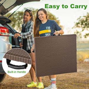 Portable and foldable design allows for easy storage and transportation<br>Convenient built-in handle ensures effortless mobility wherever you go<br>Crafted with a selected HDPE tabletop known for its durability<br>The mimic rattan grain surface is wear-r