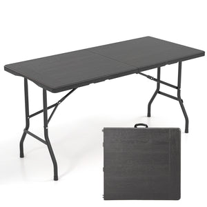 Portable and foldable design allows for easy storage and transportation<br>Convenient built-in handle ensures effortless mobility wherever you go<br>Crafted with a selected HDPE tabletop known for its durability<br>The mimic wood grain surface is wear-res