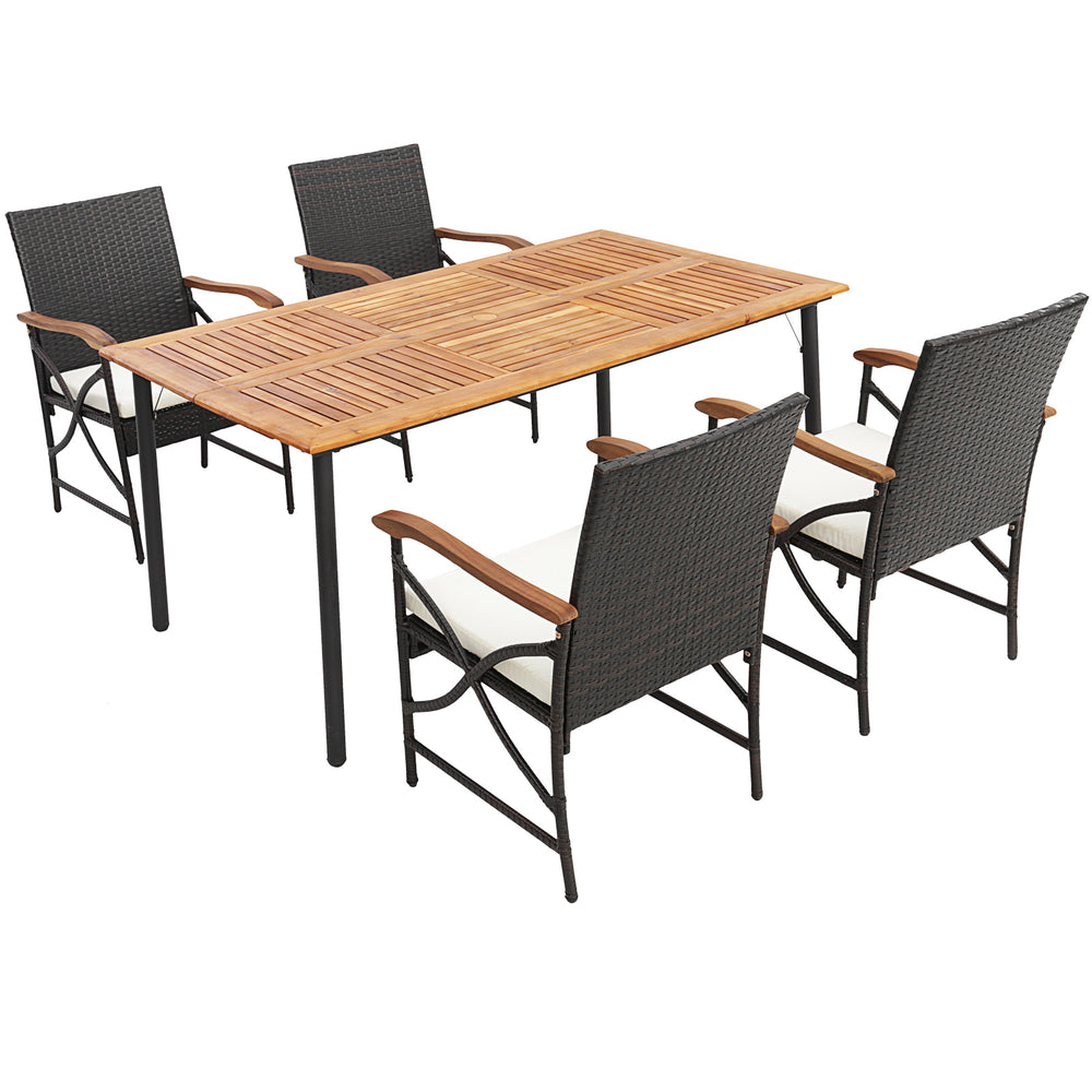 The product is delivered in 2/3 boxes and the arrival time may vary  each box contains the corresponding screw kits <br>The tabletop is made of acacia wood  weather-proof  water-repellent  durable <br>The thickened metal supporting legs with rustproof coa