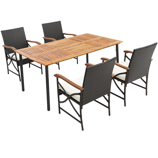 The product is delivered in 2/3 boxes and the arrival time may vary  each box contains the corresponding screw kits <br>The tabletop is made of acacia wood  weather-proof  water-repellent  durable <br>The thickened metal supporting legs with rustproof coa