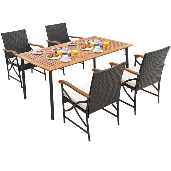 The product is delivered in 2/3 boxes and the arrival time may vary  each box contains the corresponding screw kits <br>The tabletop is made of acacia wood  weather-proof  water-repellent  durable <br>The thickened metal supporting legs with rustproof coa