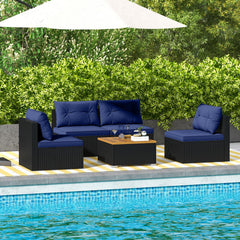 Premium PE rattan for much elegance and long service life<br>Elastic cushions make all the 4 chairs cozier to sit<br>Zippers make seat cushion covers simple to remove and wash<br>Stable X-shaped metal frame offers strong support<br>L-shaped footpads and f