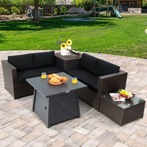 Ship in 4 boxes  may arrive on different days<br>2 bags of screws are packed in the different boxes (1 bag of screws in the fire pit table box and another bag of screws in the first sofa set box)<br>Make outdoor gatherings warmer with 50 000 BTU Â  Â <br>