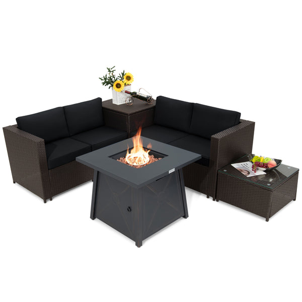 Ship in 4 boxes  may arrive on different days<br>2 bags of screws are packed in the different boxes (1 bag of screws in the fire pit table box and another bag of screws in the first sofa set box)<br>Make outdoor gatherings warmer with 50 000 BTU Â  Â <br>