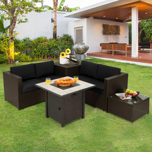 Â Deliver in 4 boxes  may not arrive on the same day<br>Â 2 bags of screws are packed in the different boxes (1 bag of screws in the fire pit table box and another bag of screws in the first sofa set box)<br>Â 1 fire pit table  1 coffee table  1 storage b