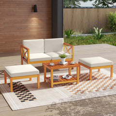 Ensure reliable support thanks to its solid acacia wood<br>Add a natural beauty to your outdoor space<br>Splinter-free surface for smooth touch<br>Soft cushions with high-density sponges for optimal comfort<br>Removable and washable cushion covers for eas