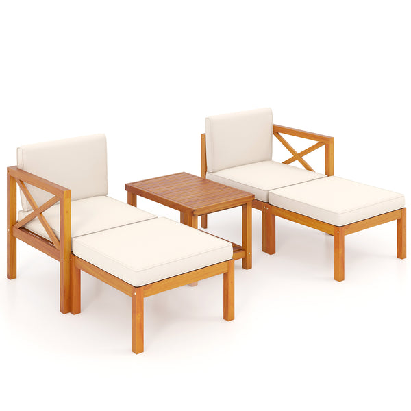 Ensure reliable support thanks to its solid acacia wood<br>Add a natural beauty to your outdoor space<br>Splinter-free surface for smooth touch<br>Soft cushions with high-density sponges for optimal comfort<br>Removable and washable cushion covers for eas