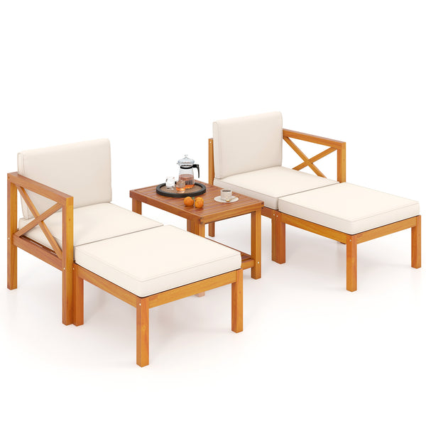 Ensure reliable support thanks to its solid acacia wood<br>Add a natural beauty to your outdoor space<br>Splinter-free surface for smooth touch<br>Soft cushions with high-density sponges for optimal comfort<br>Removable and washable cushion covers for eas