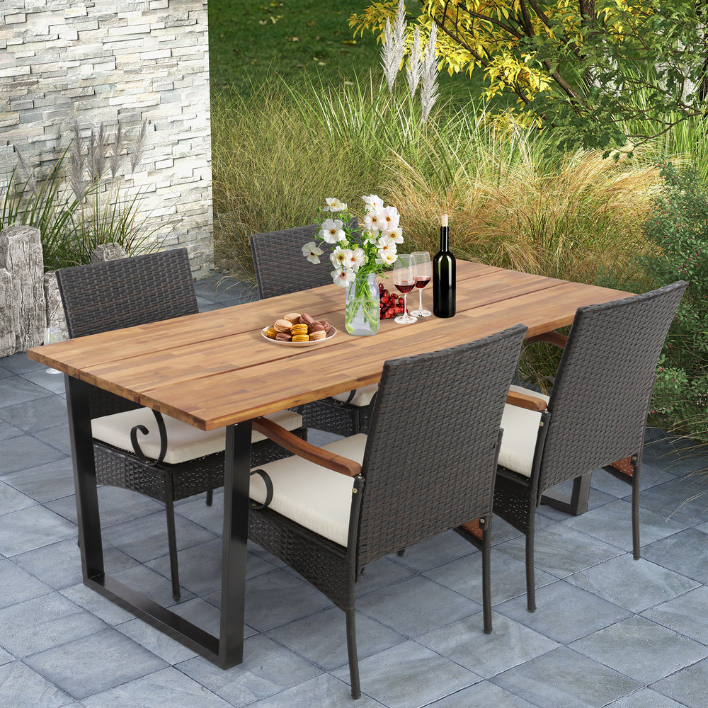 Will be delivered in 2 packages so the arriving time may vary<br>Each box includes a corresponding screw bag<br>Cozy to sit with ergonomic seat and elastic cushions<br>Easy to remove and wash the cushion cover with zipper design<br>Built-to-last PE rattan