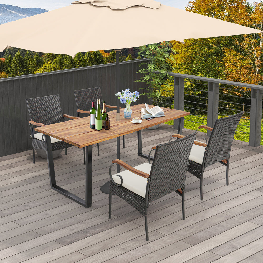 Will be delivered in 2 packages so the arriving time may vary<br>Each box includes a corresponding screw bag<br>Cozy to sit with ergonomic seat and elastic cushions<br>Easy to remove and wash the cushion cover with zipper design<br>Built-to-last PE rattan