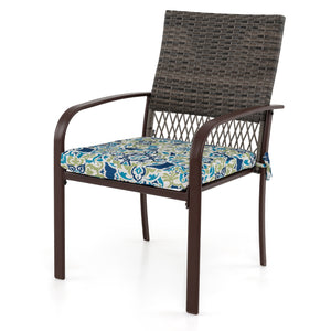 Rattan woven backrest is breathable and built-to-last<br>35" x 35" square table accommodates lots of food and drinks<br>Plastic wood slatted tabletop for simple maintenance<br>Soft seat cushions bring more coziness<br>Smooth zippers and fixing ties for mo