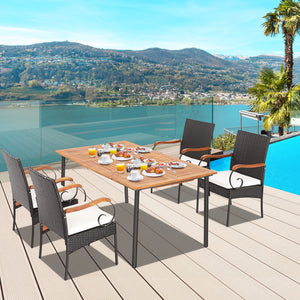 The product is delivered in 2 boxes and the arrival time may vary  each box contains the corresponding screw kits<br>The tabletop is made of acacia wood  weather-proof  water-repellent  durable<br>The thickened metal supporting legs with rustproof coating