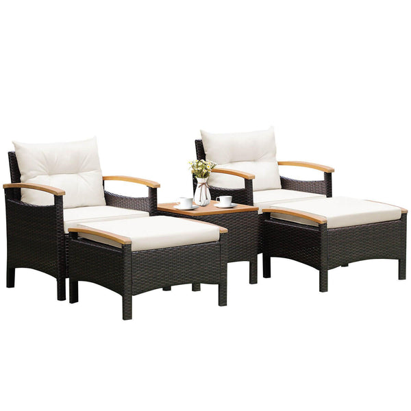 Will be shipped in 2 packages so the arrival time may vary<br>Screw bag for the whole patio set is in box 1<br>Comfortable to sit with the ergonomic armrests<br>Cozy seat and back cushions for more comfort<br>Zipper design makes the seat cushion cover eas