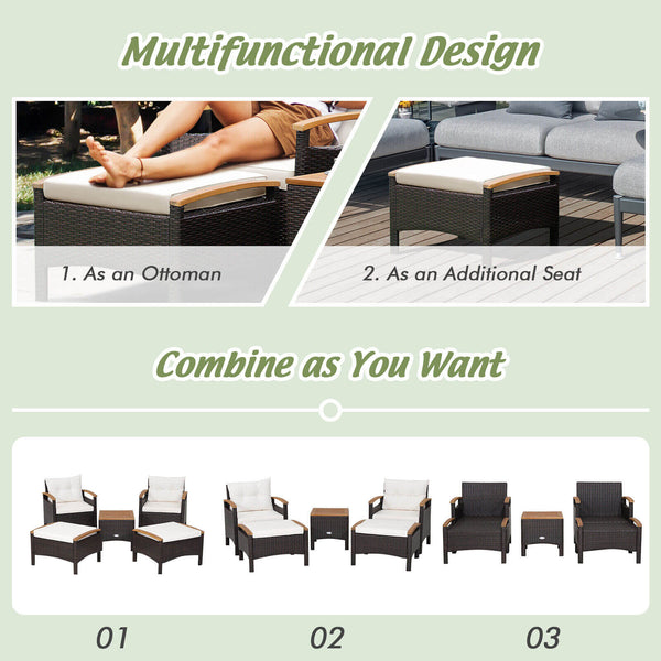 Will be shipped in 2 packages so the arrival time may vary<br>Screw bag for the whole patio set is in box 1<br>Comfortable to sit with the ergonomic armrests<br>Cozy seat and back cushions for more comfort<br>Zipper design makes the seat cushion cover eas