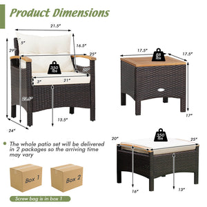 Will be shipped in 2 packages so the arrival time may vary<br>Screw bag for the whole patio set is in box 1<br>Comfortable to sit with the ergonomic armrests<br>Cozy seat and back cushions for more comfort<br>Zipper design makes the seat cushion cover eas