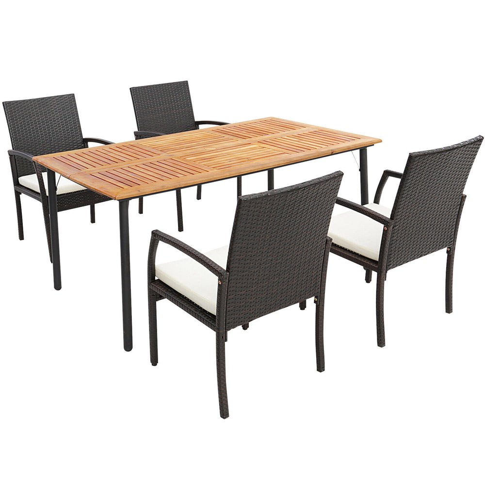 The product is delivered in 2 boxes and the arrival time may vary  each box contains the corresponding screw kits<br>The tabletop is made of acacia wood  weather-proof  water-repellent  durable<br>The thickened metal supporting legs with rustproof coating