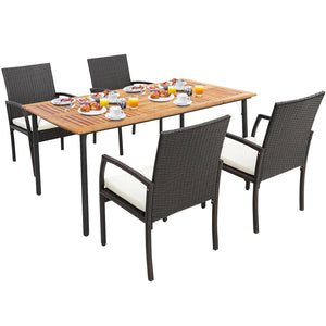 The product is delivered in 2 boxes and the arrival time may vary  each box contains the corresponding screw kits<br>The tabletop is made of acacia wood  weather-proof  water-repellent  durable<br>The thickened metal supporting legs with rustproof coating