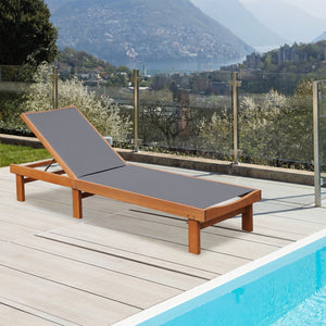 Great for reading  sunbathing  and taking a nap with 5-position adjustment<br>Avoid stuffiness even in the hot summer due to breathable and quick-drying fabric<br>Solid eucalyptus wood and sturdy steel for strong stability<br>Can be used by the whole fami