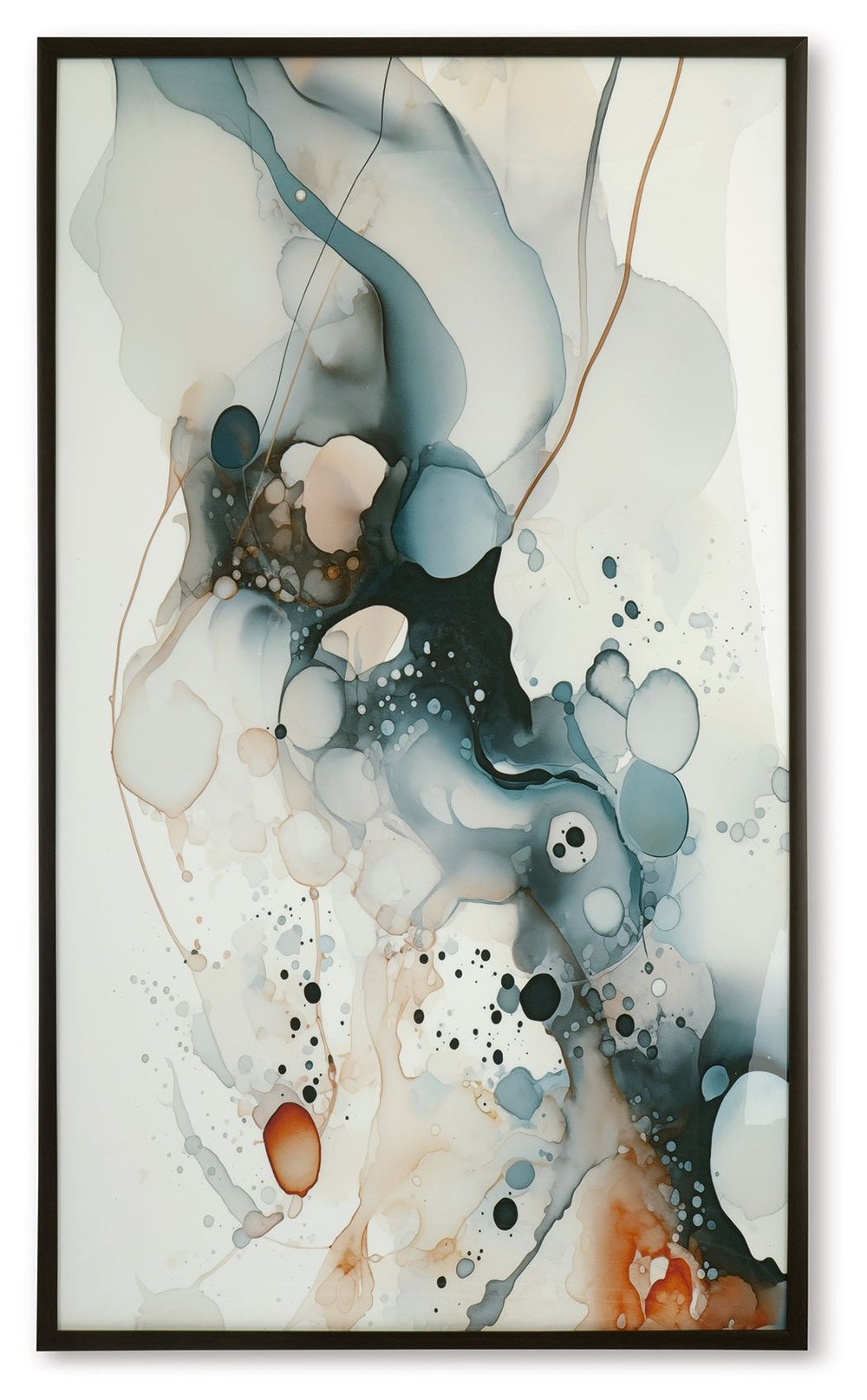 Discover abstract beauty with this wall art. Fluid, free-flowing shapes in shades of blue, amber and white create a captivating contemporary look on your gallery wall. It-'s a simply soothing way to elevate your space.<br/><br/><b>Product Features</b><ul>
