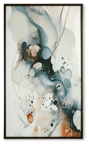 Discover abstract beauty with this wall art. Fluid, free-flowing shapes in shades of blue, amber and white create a captivating contemporary look on your gallery wall. It-'s a simply soothing way to elevate your space.<br/><br/><b>Product Features</b><ul>