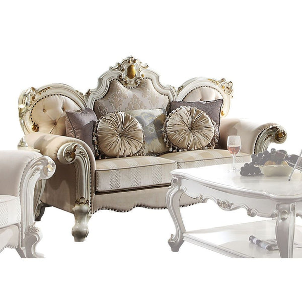 Inspire your home and create an upscale atmosphere with the Picardy II loveseat. This loveseat adds classic style to any sitting area featuring a traditional handcrafted design. This luxurious loveseat is upholstered in a beautiful light floral and patter