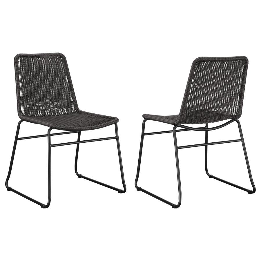 Place this transitional dining chair in a space for a hint of texture. Designed with a brown handwoven faux rattan across the seat, this charming chair offers a natural, boho-inspired vibe. Mounted on a black metal frame that offers all the support one ne
