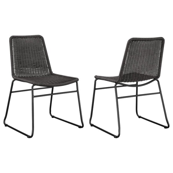 Place this transitional dining chair in a space for a hint of texture. Designed with a brown handwoven faux rattan across the seat, this charming chair offers a natural, boho-inspired vibe. Mounted on a black metal frame that offers all the support one ne