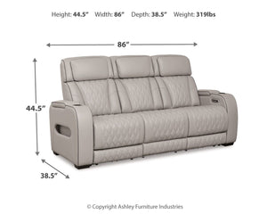 Boyington - Gray - Power Reclining Sofa With Adj Headrest