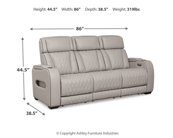 Boyington - Gray - Power Reclining Sofa With Adj Headrest