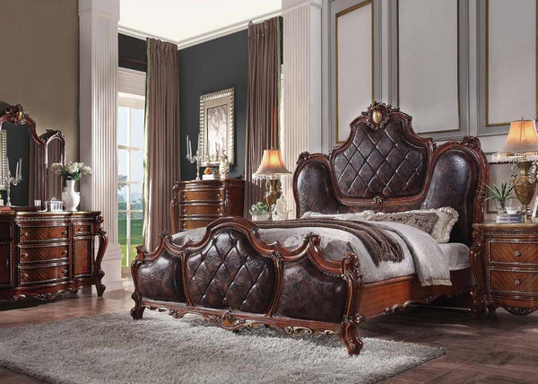 Picardy - California King Bed - PU & Cherry Oak