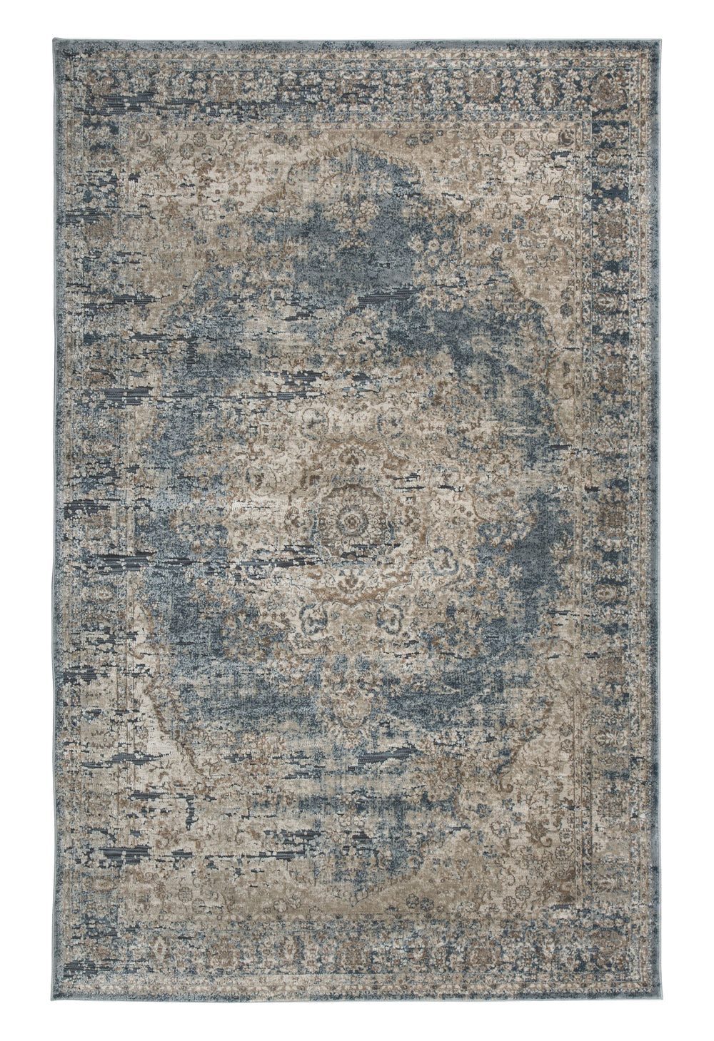 Return to tradition in style with this alluring area rug. Faux faded medallion motif captures a look of European-influenced elegance. Soft pile brings modern comfort to scene.<br/><br/><b>Product Features</b><ul><li>Made of polypropylene/chenille/polyeste