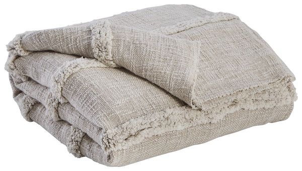 Who knew stone cold perfection could be so cozy? The marvelously muted hue and stripe design of this throw makes for a charming look draped over a chair. Its cotton construction keeps you wrapped in warmth while watching TV.<br/><br/><b>Product Features</