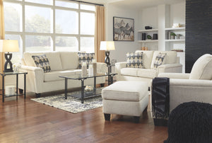 If youâ€™re looking to lighten the mood, youâ€™re sure to find this space-conscious, budget-conscious living room set a breath of fresh air. Covered in a cream-tone chenille upholstery loaded with plush texture, this less-is-more contemporary set is impre