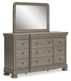 Traditional design motifs, redefined for todayâ€™s trends. Inspired by timeless Louis Philippe styling, this dresser with mirror is distinguished by its stunning attention to detail. Youâ€™ll find the light gray finish encourages an attitude of laid-back 