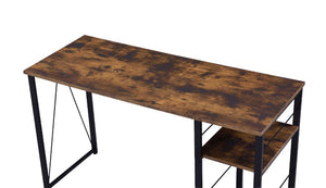 clear and strong accessories. The distressed wood furniture piece pairs with black metal framing for aesthetic balance and gives a rustic industrial look. It includes two open shelves for additional storage space an