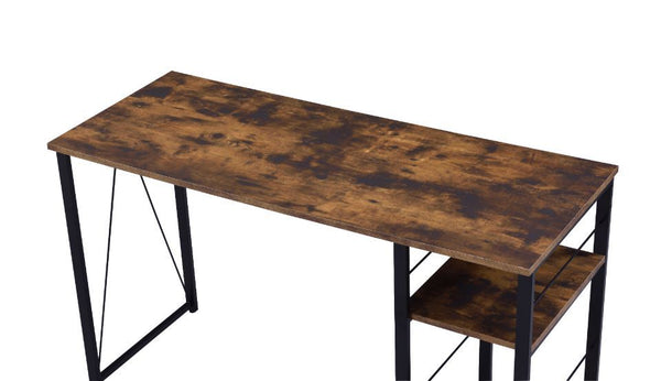 clear and strong accessories. The distressed wood furniture piece pairs with black metal framing for aesthetic balance and gives a rustic industrial look. It includes two open shelves for additional storage space an