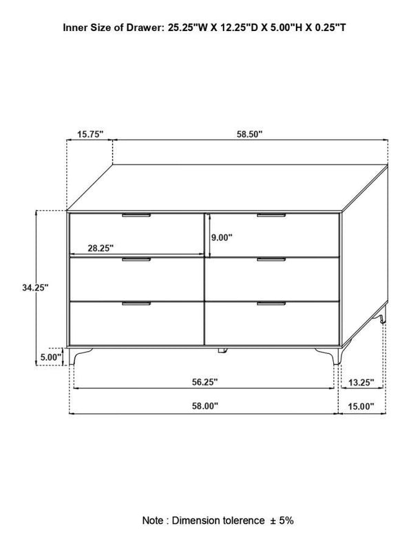 Kendall - 6-Drawer Dresser - White