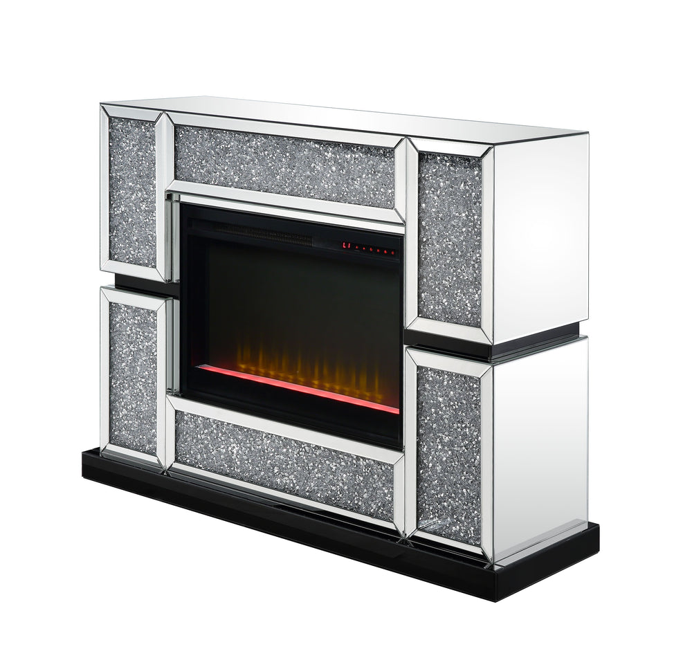This electric fireplace makes a beautiful centerpiece. With functions such as adjustable temperature, timer, and more, all accessible through the discreet touch panel. It-'s also a pleasure to use. Inlaid acrylic diamonds keep your room bright with ambien