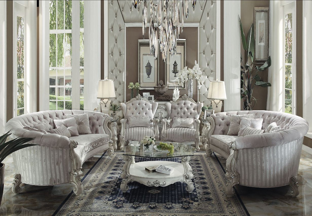 Creating an elegant and traditional design in living room, the Versailles sofa set is your ideal choice. Seating in a crescent environment and feeling like royalty, you can be more convenient to enjoy the family time or play with your friends. Additionall