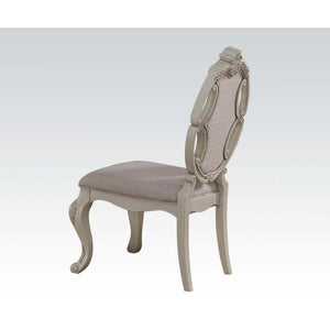 KD, Armless Chair Padded Seat & Back: Fabric Cushion (Backrest: Button Tufted & Wooden Trim with Scrolled Crown Molding) Wooden Seat Apron Wooden Cabriole Leg<br/><br/><b>Product Features</b><ul><li>Armless Chair</li><li>Padded Seat & Back: Fabric Cushion