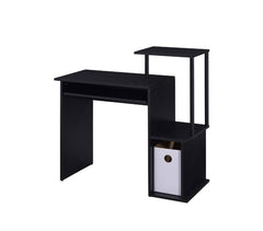 Begin your decor with your office at where you put in eight hours a day. Crafted from wood, the wooden desk in rusitc wood finish makes your workplace natural and down to earth. It features two open storage compartments with a desktop shelf ,while a under